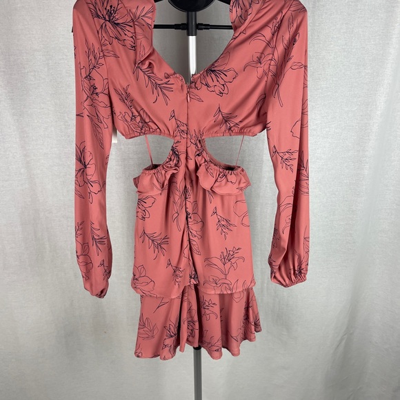 OPEN EDIT pink floral Cutout Long Sleeve Minidress size Large NWT - Picture 9 of 14
